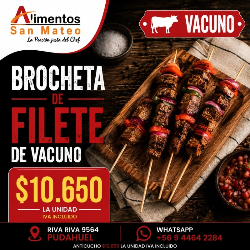 Brochetas de filete vacuno
