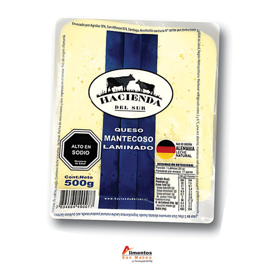 QUESO MANTECOSO LAMINADO  500 grs (POR 2 UNIDADES)