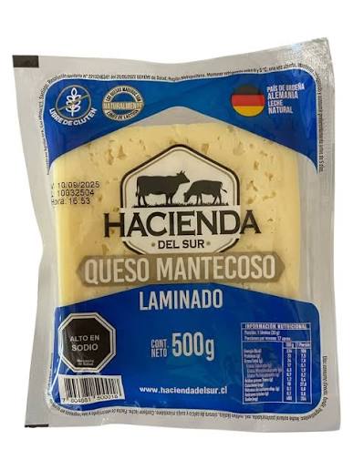QUESO MANTECOSO LAMINADO  500 grs (POR 2 UNIDADES)
